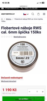 Flobertové náboje RWS cal. 6mm/ .22 - špička 150ks - 14