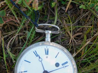 Celostříbrné anglické kapesní hodinky Špindlovky - 14