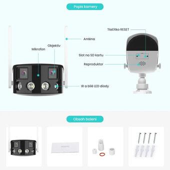 4MP 2K panoramatická 180° WiFi IP kamera - 14