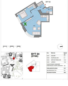 Pronájem bytu 2+kk, 60 m2, Praha - 14