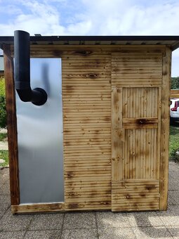 Finská venkovní sauna 2x2 m, pro až 6 osob,kamna na dřevo - 14