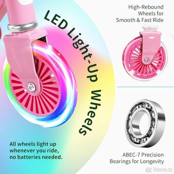 Nová dětská LED koloběžka scooter (116) - 14