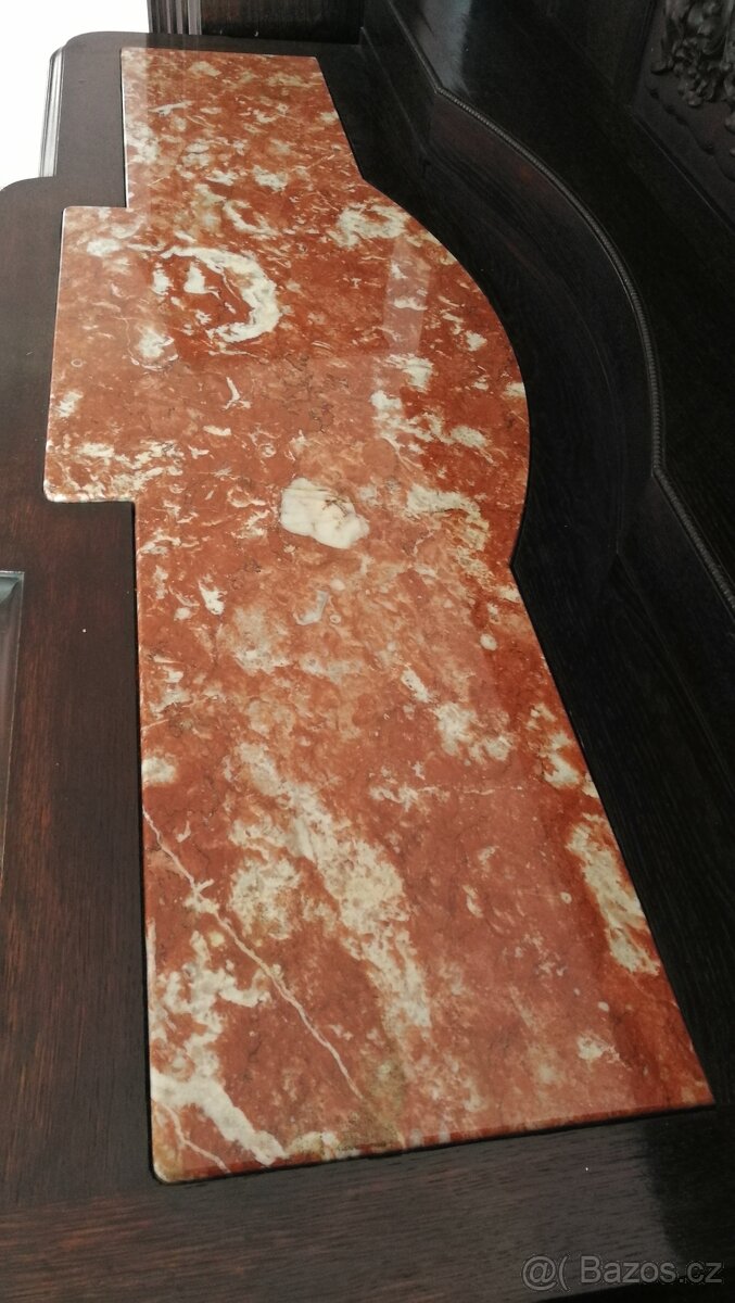Starožitná komoda (sekretář) - vykládané mramorem - 15