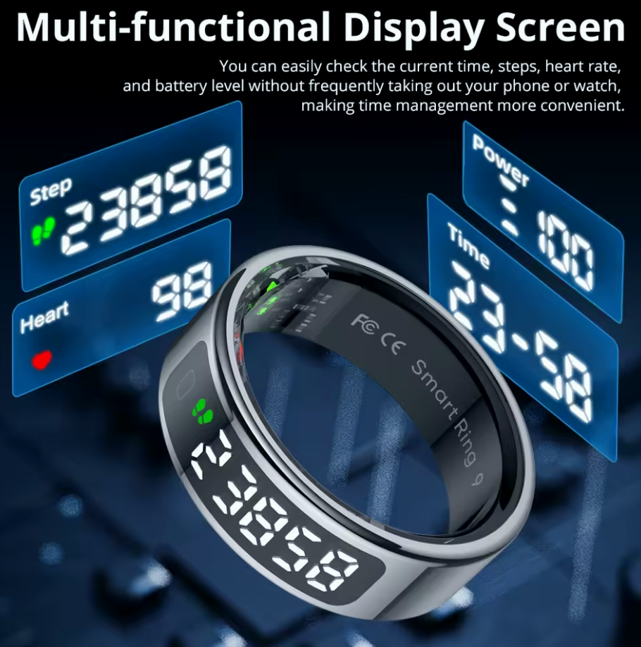 Fitness prsten s displejem a bezdrátovým nabíjením + ZÁRUKA - 15