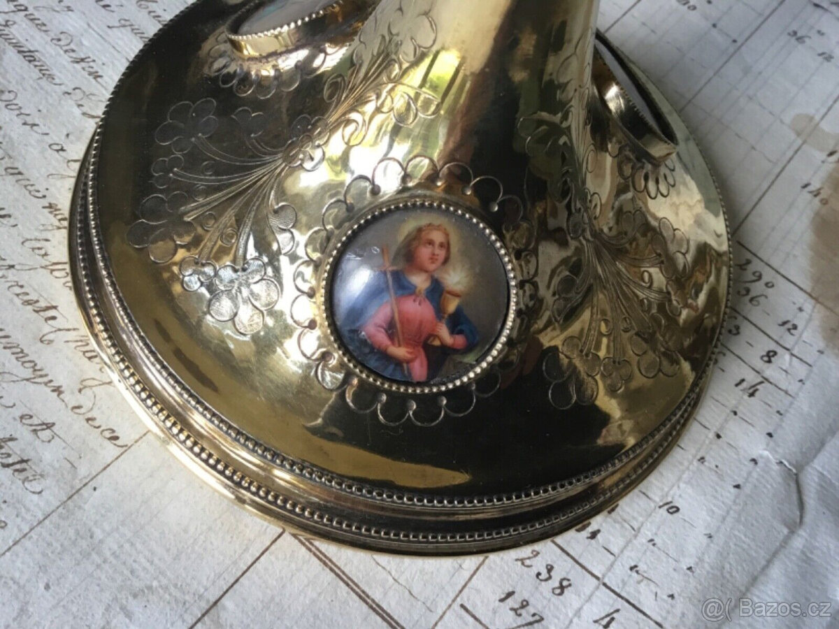 Velké starožitné francouzské kalichy z masivního stříbra, zl - 15