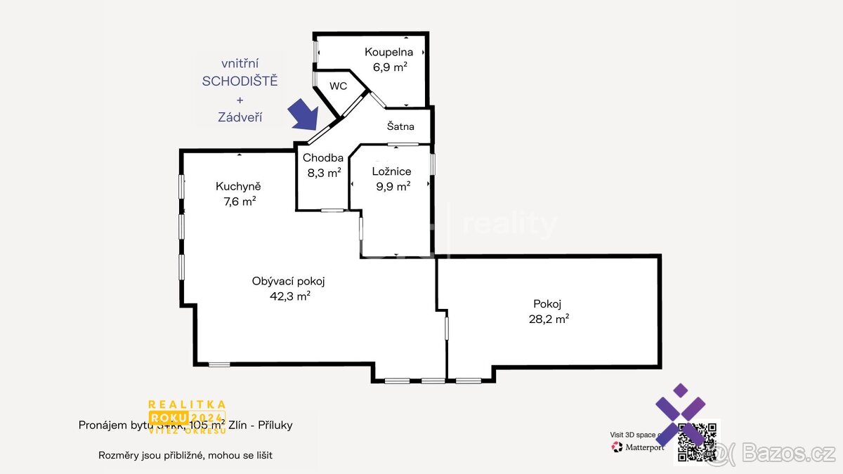 Pronájem bytu 3+kk, 105 m² Zlín - Příluky, ev.č. 02524 - 15