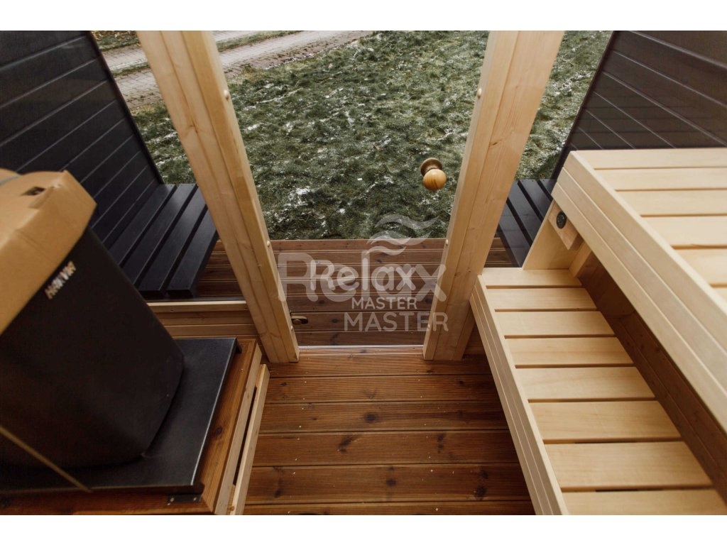 Zahradní finská sauna CUBE sauna 3M s terasou - 15