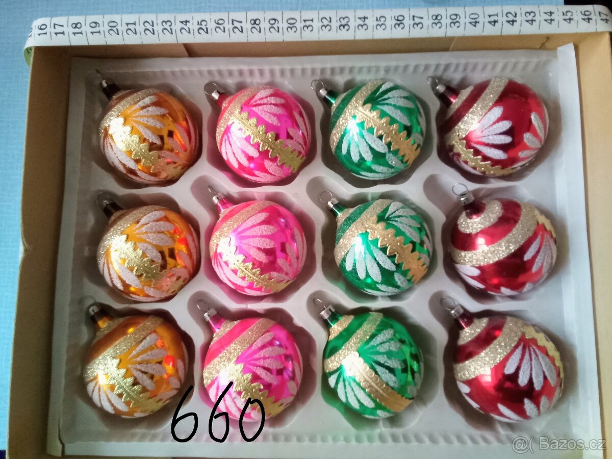 Vánoční ozdoby - staré, vánoční ozdoby, baňky , korálkové - 15