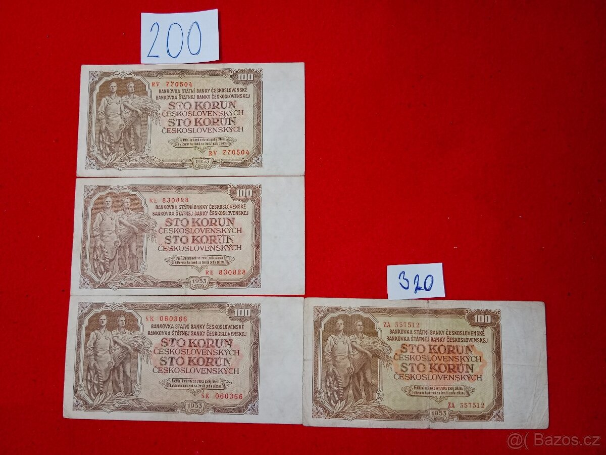 Československé bankovky třetí část ceny jsou za ks a na fotu - 15