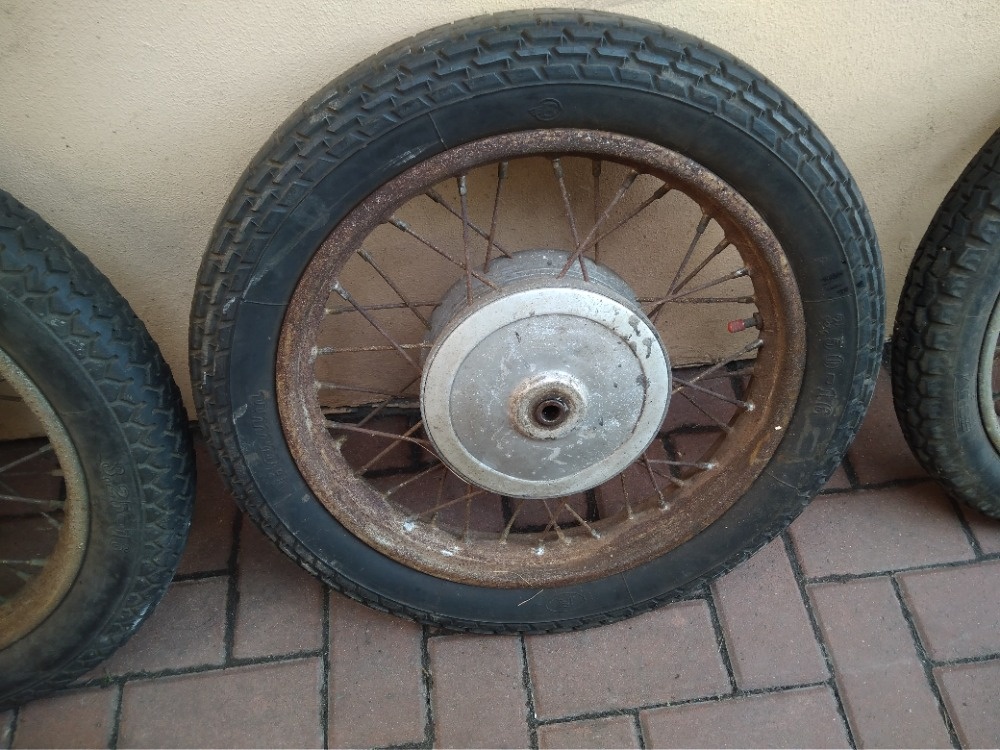 JAWA kompletní kola 16“ (3 ks) originál i původní stav - 15