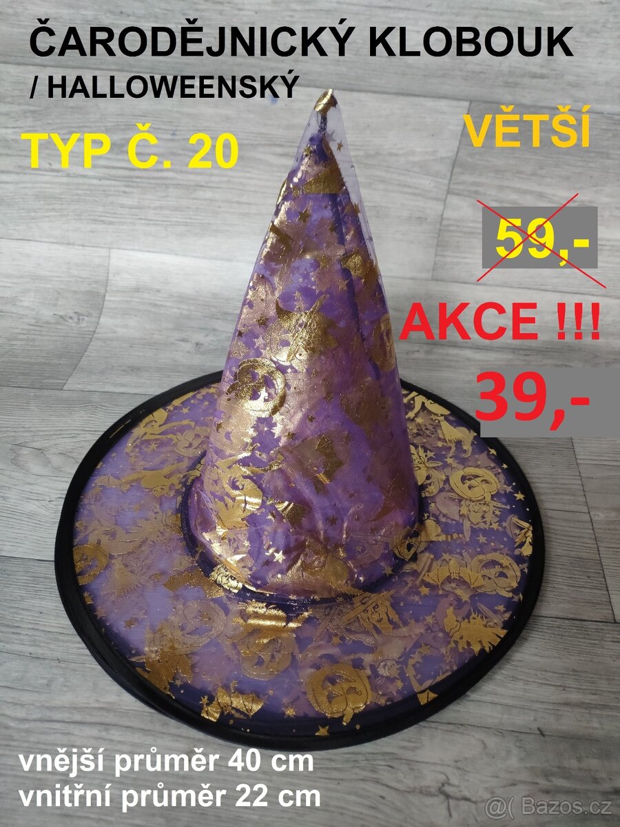 Čarodějnické klobouky - VĚTŠÍ - SLEVA na vše - 15