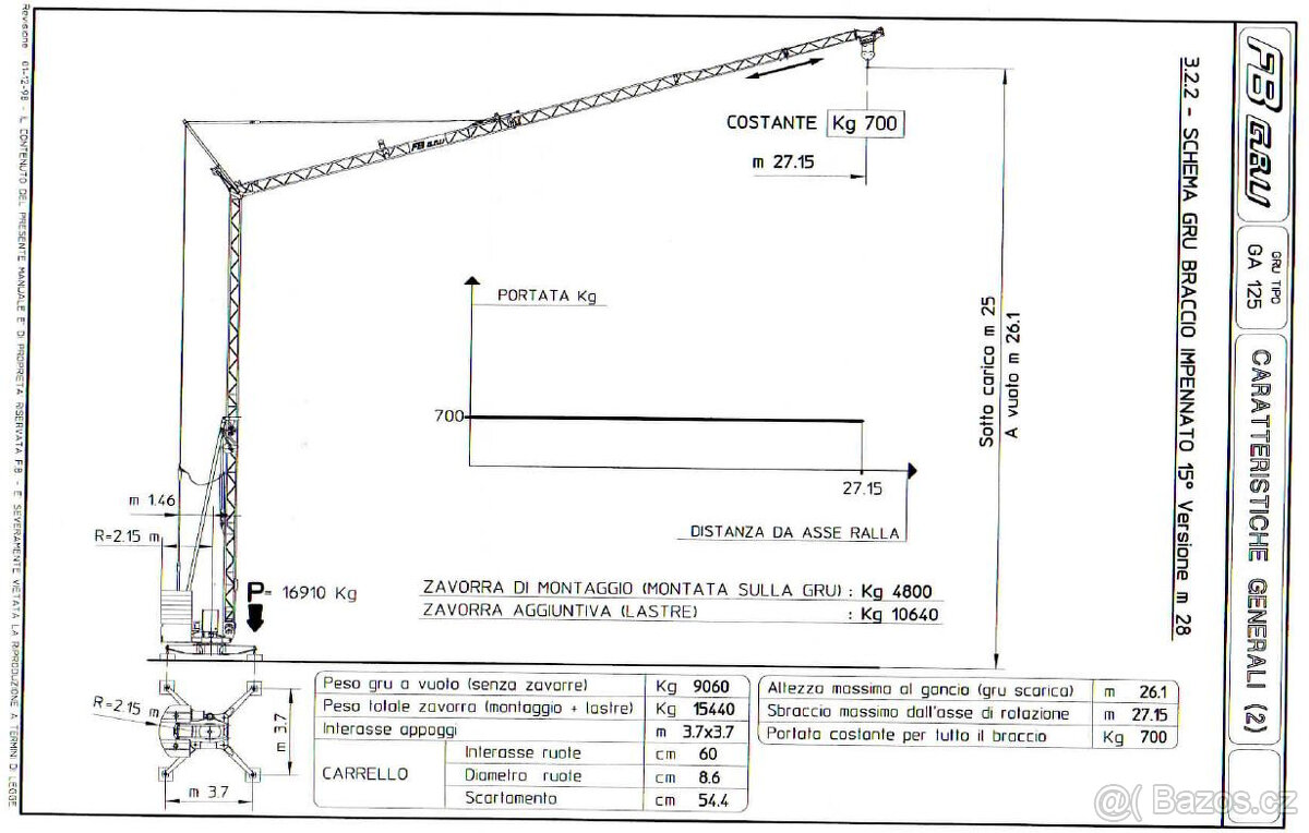 Predaj nájom Stavebný jeřáb FB Gru GA125 - 15