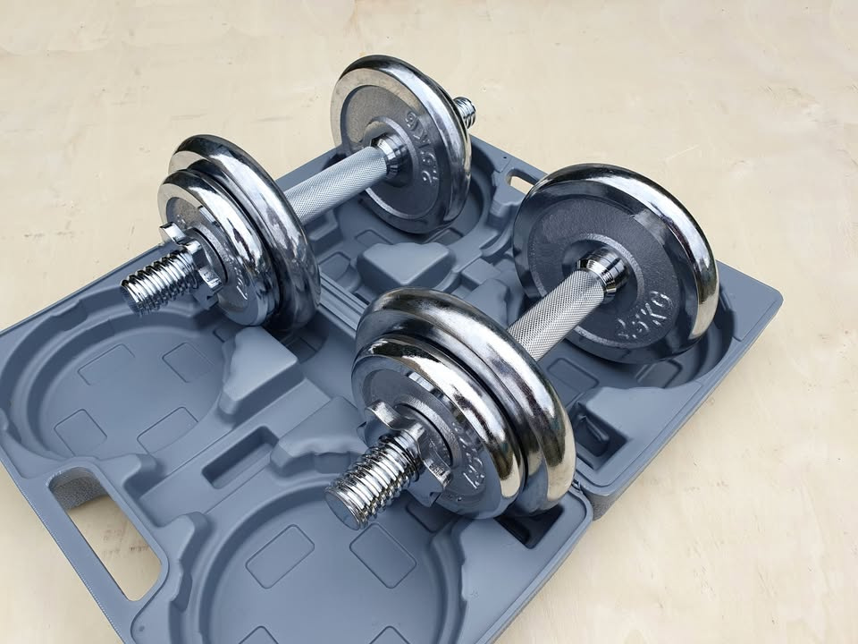 Jednoručky činky 2x10kg CHROM + KUFR - 15