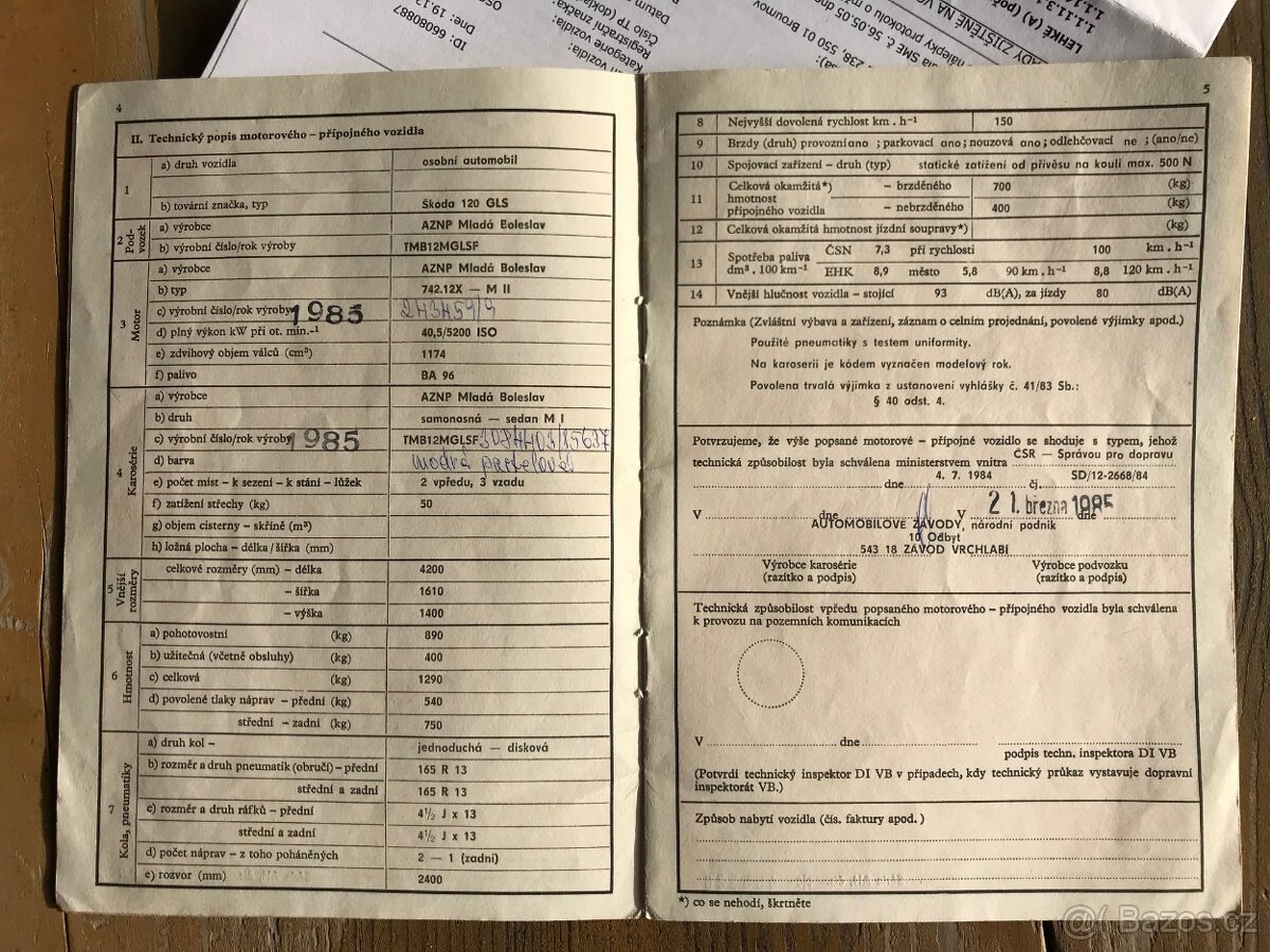 Škoda 120 GLS 40,5 5 stupnová převodovka najeto 52 tis km - 15