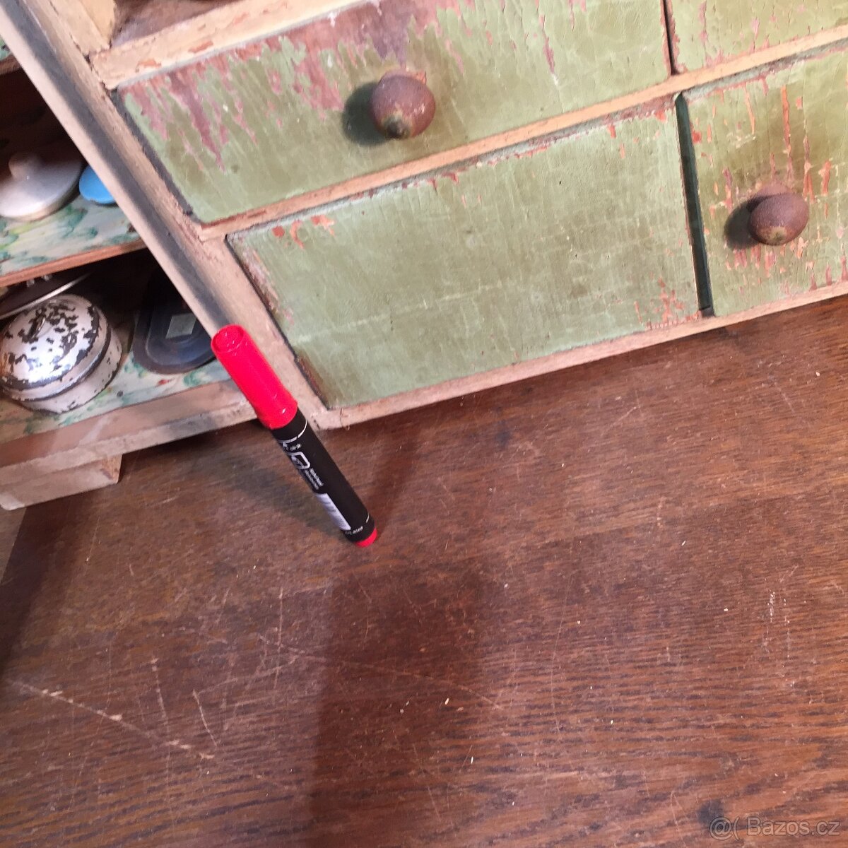 starožitná kredenc pro děti panenky kuchyňka nádobí 1920 - 15