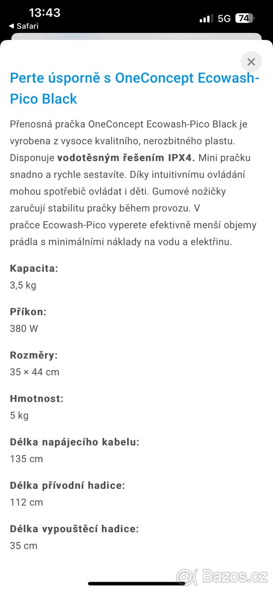Mini pračka Concept (černá) - 15