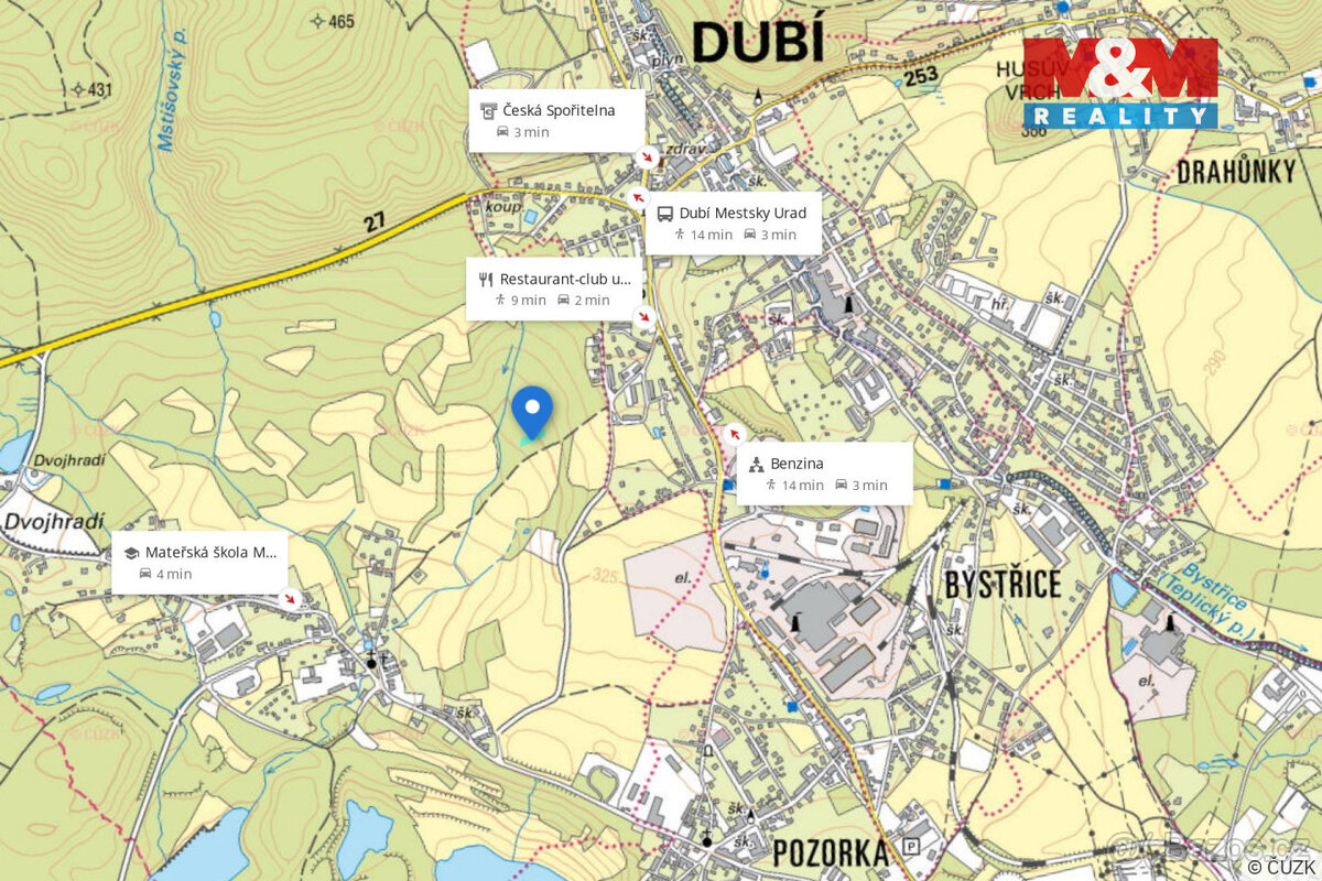 Prodej pozemku k bydlení, 1388 m², Dubí - 15
