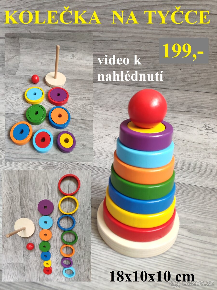 DŘEVĚNÉ MONTESSORI HRAČKY + TVARY - 15