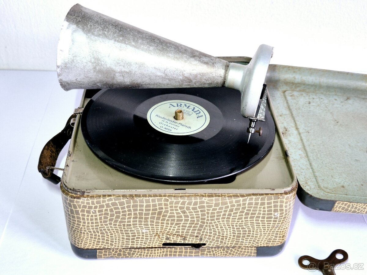 Starý dětský gramofon GBN Bing, 1930-40 - 15