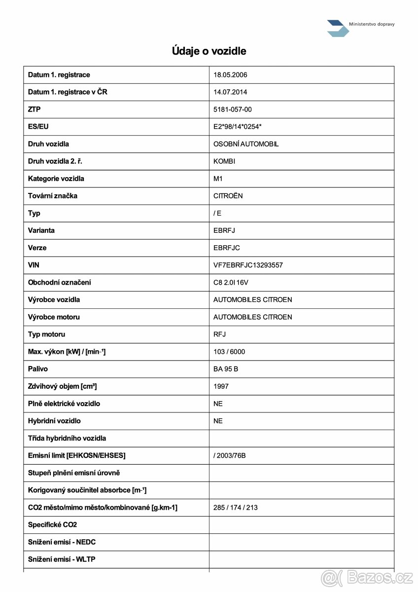 Prodám Citroen C8, 2.0 BA 103 kW ; nejvyšší výbava - 15