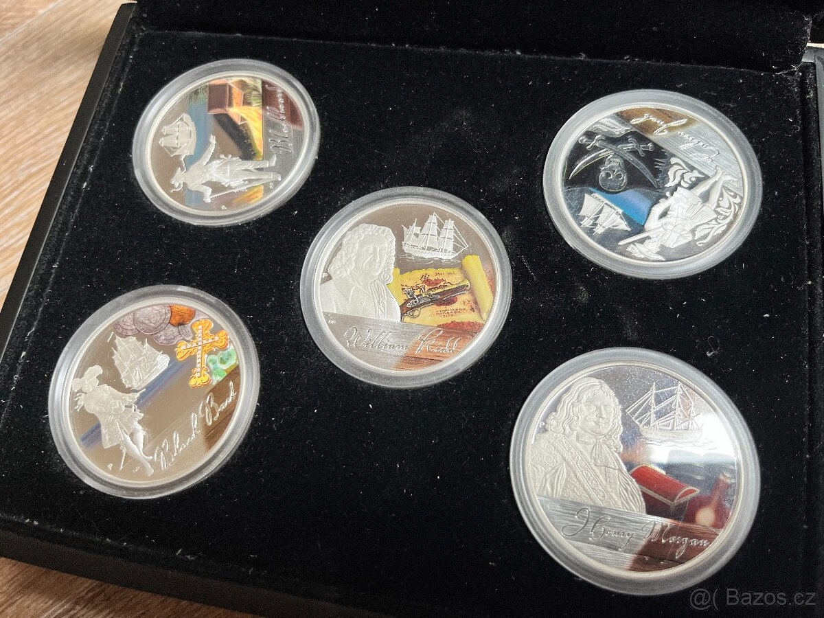Kolekce 5 stříbrných 1 Oz mincí Golden Age of Piracy (proof) - 15