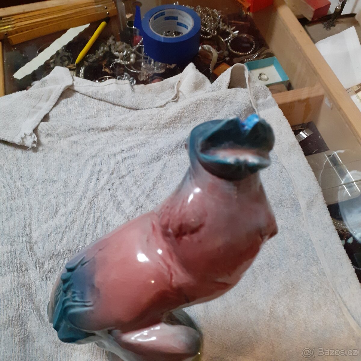 Starožitná keramická glazurovaná soška Jihokera - 15