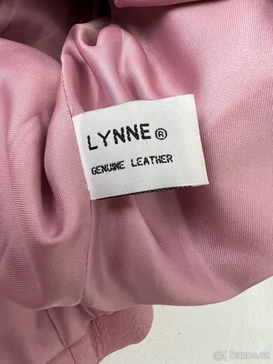 Lynne - dámský kožený pastelově růžový kabát – M - 15