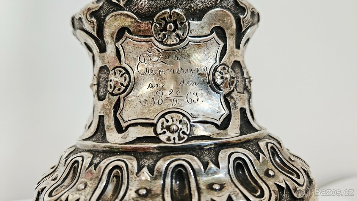 TOP Ag stříbro krucifix lotový punc rok 1858 UNIKAT - 15