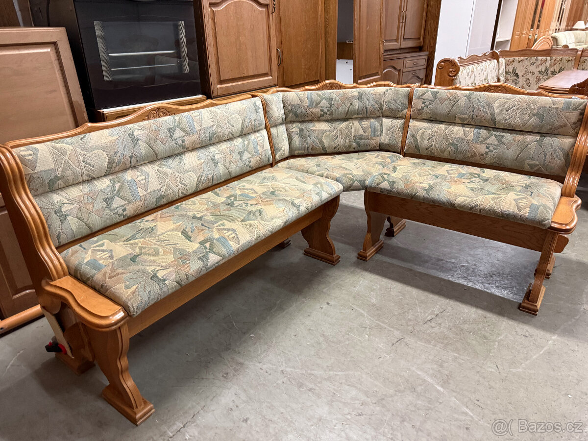 Dvakrát dubová jídelní lavice + stůl a židle - 15