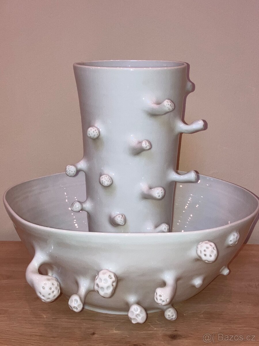 Ručně točená porcelánová mísa a váza Jany Molovčákové-Marešo - 15