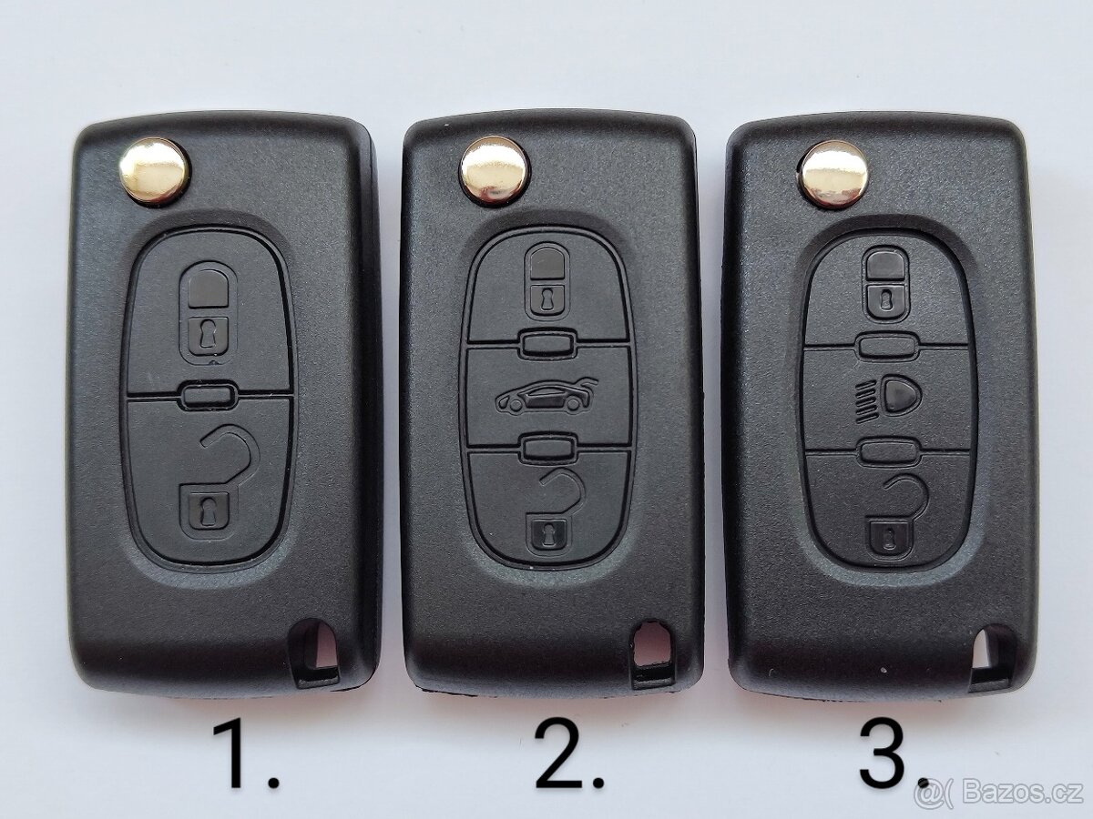 Klíč Citroen Peugeot 2 / 3 tlačítka. Starší provedení s log - 15