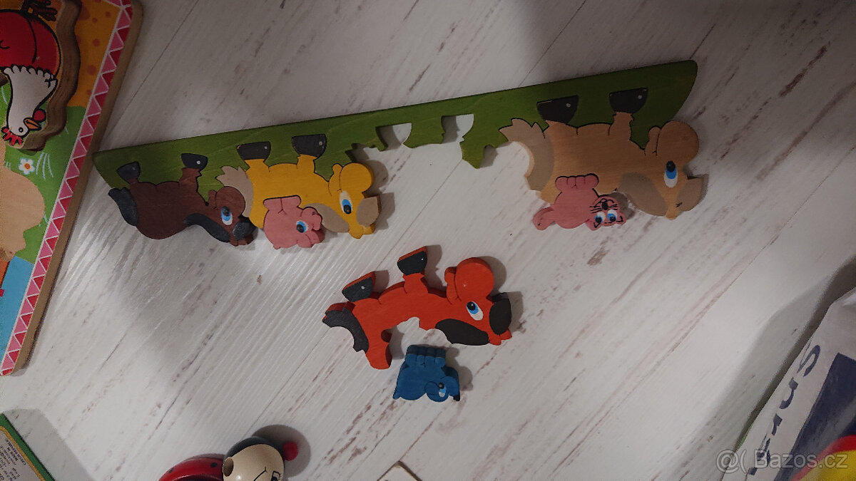 KOMPLET dřevené pro děti 0-4r +2x puzzle Krteček,koníci, ber - 15
