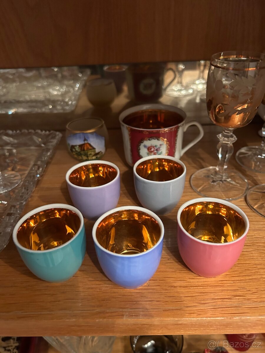 Porcelán sošky sklenice broušené sklo - 15