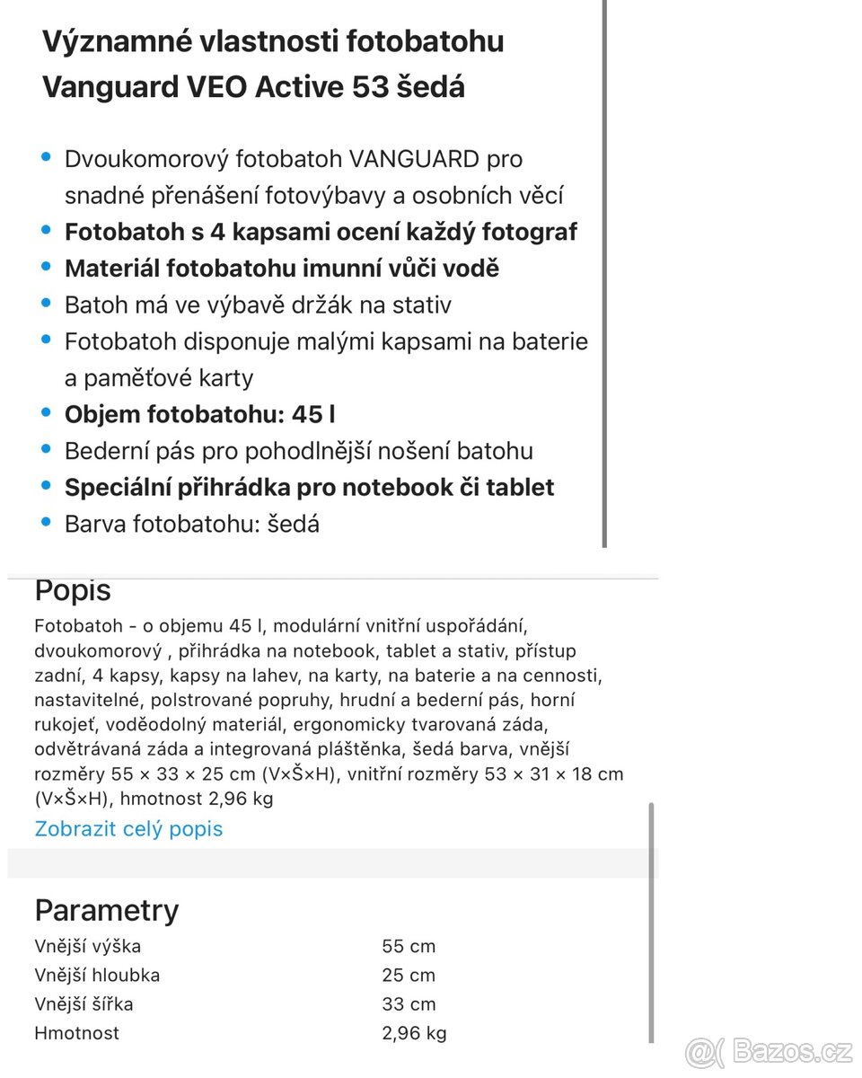 Velký fotobatoh Vanguard VEO active 53 - 15