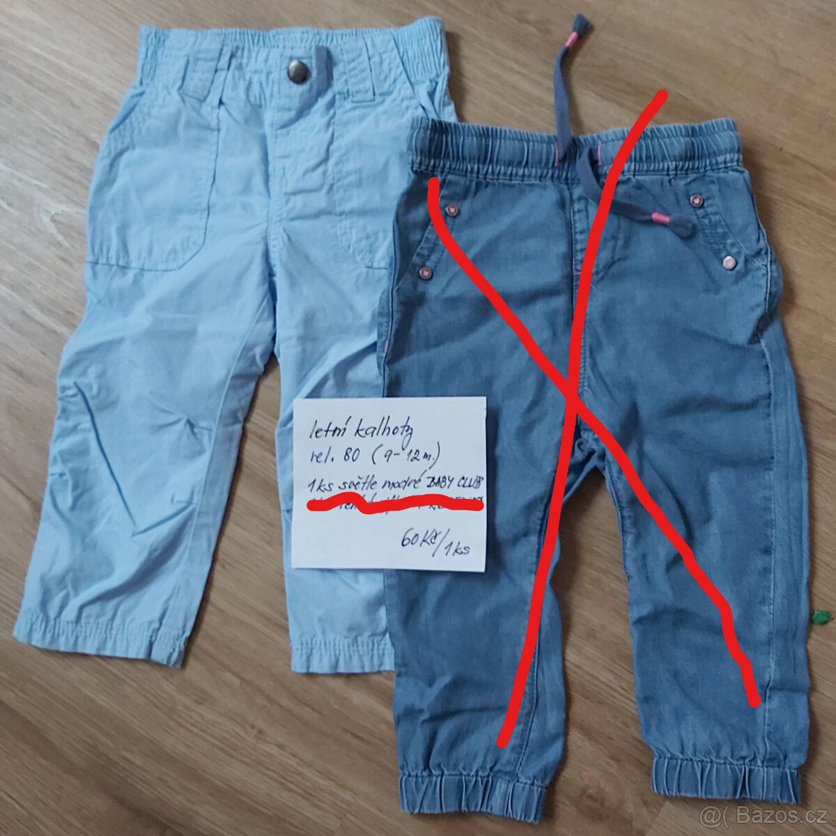 kalhoty, tepláky, kratase vel. 74/80 cca 6-12m - 15