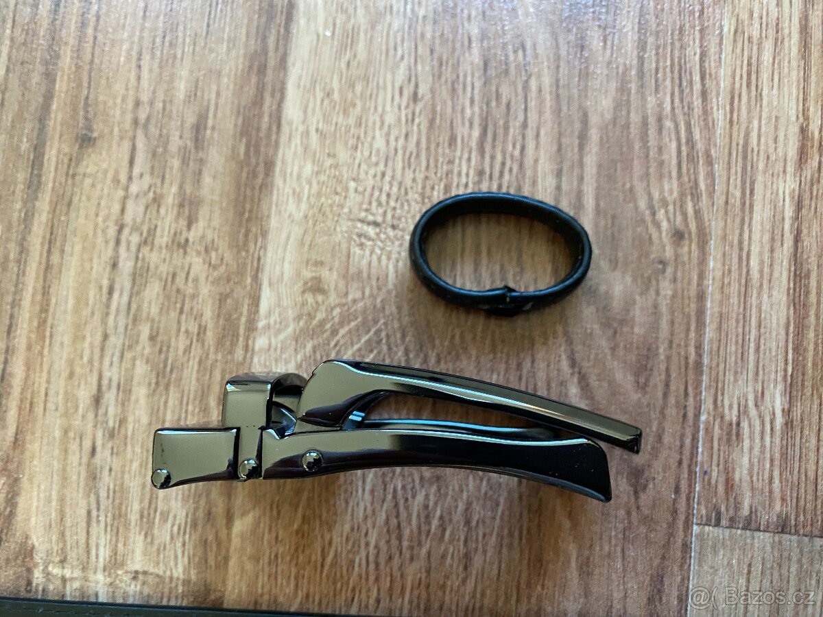 Nový pánský kožený opasek Bandi s aut. sponou-černý, nastav. - 15