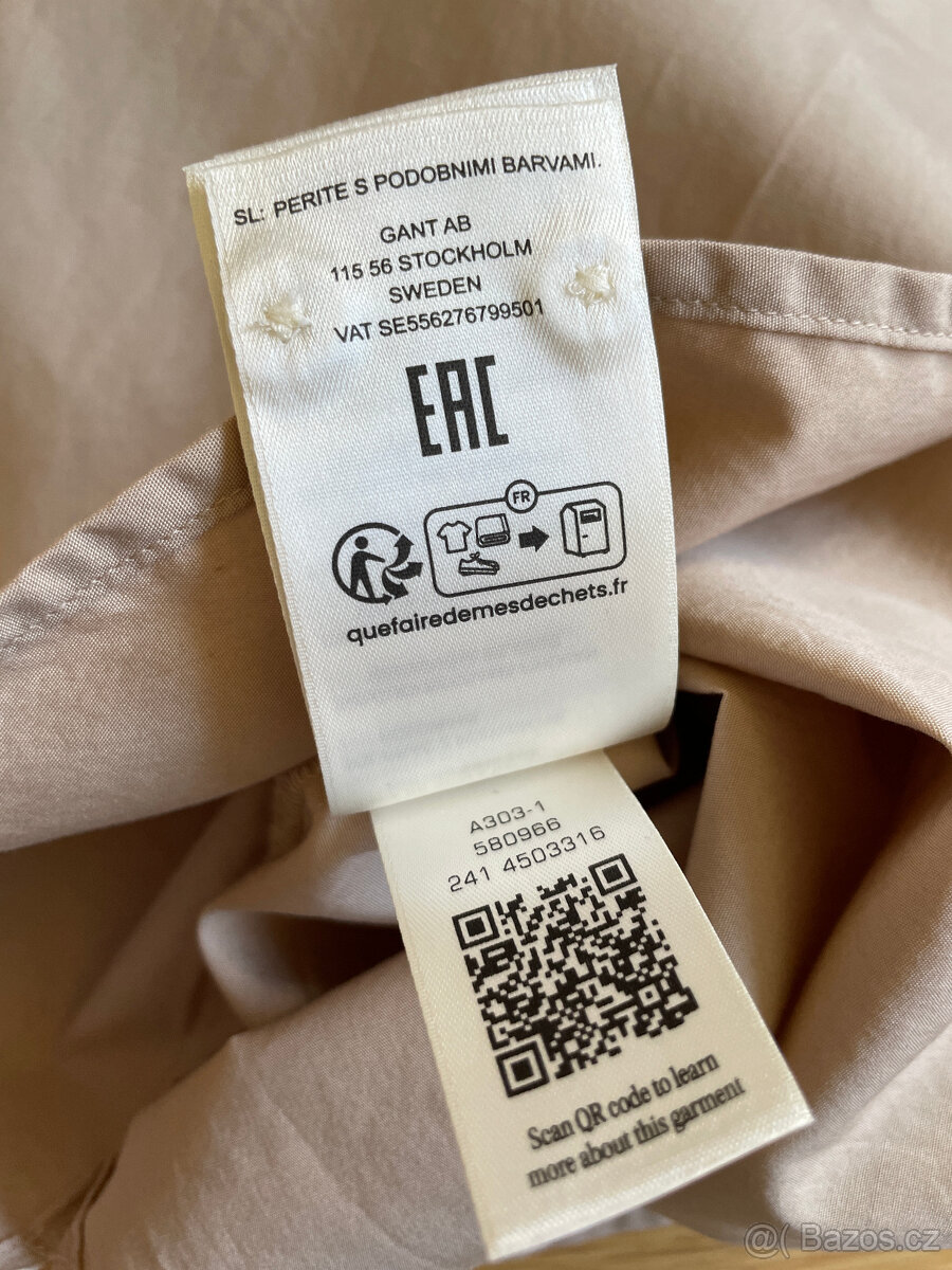 Béžové bavlněné košilové dlouhé šaty Gant, vel. 38/40 - 15