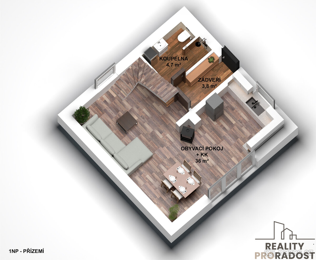 Prodej rodinného domu 3+kk, 86m2, s pozemkem 688m2, Kuřim, B - 15