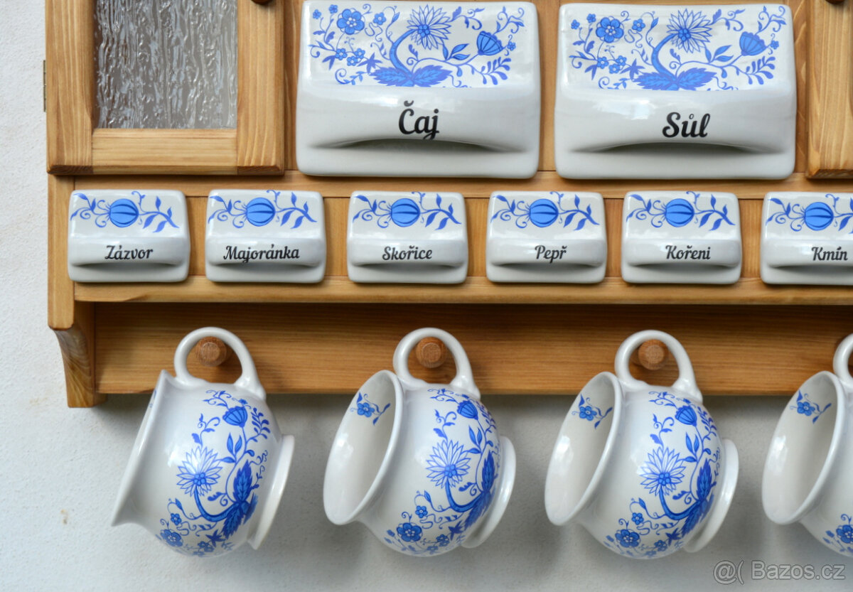 Dřevěná police velká s kořenky - motiv cibulák - 15