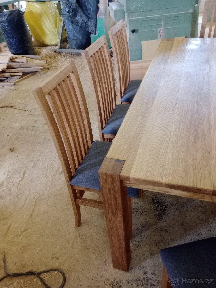 Jídelní stůl dub masiv a lavička - 15