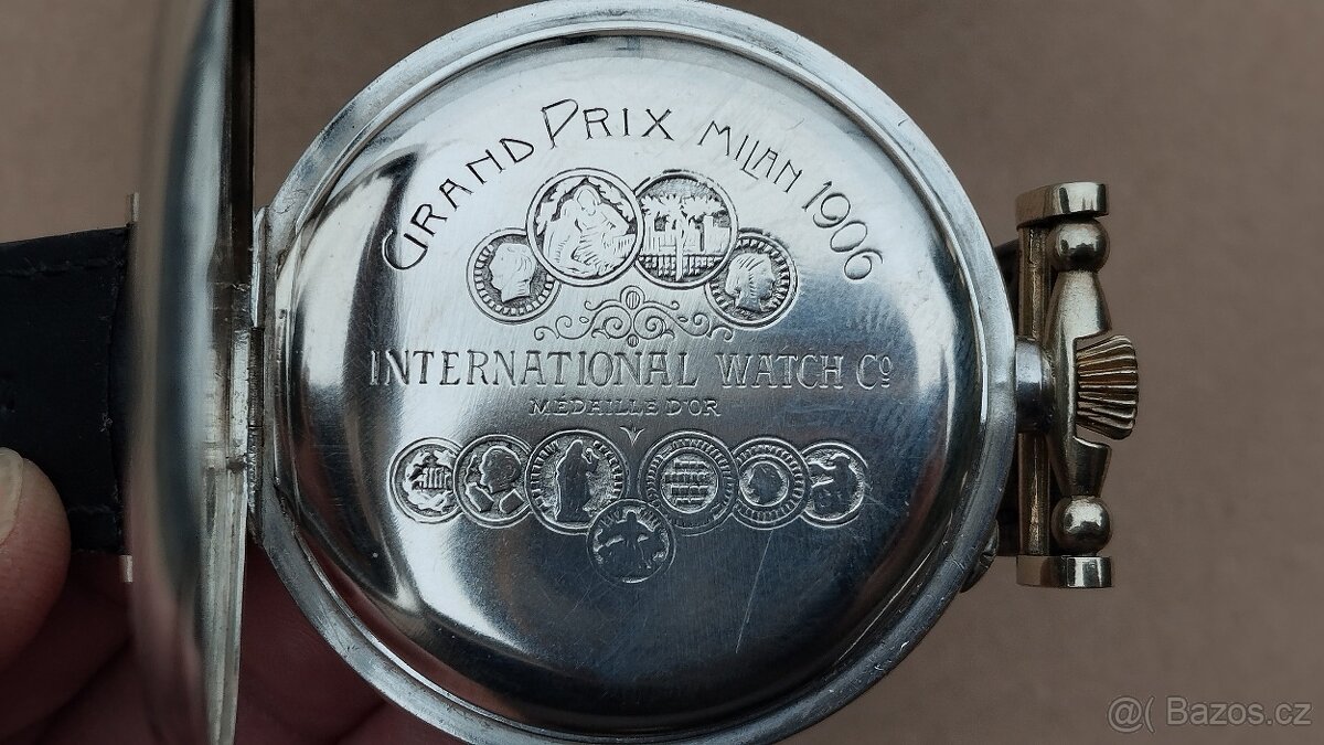 Krásné starožitné STŘÍBRNÉ hodinky IWC Schaffhausen +pásek - 15