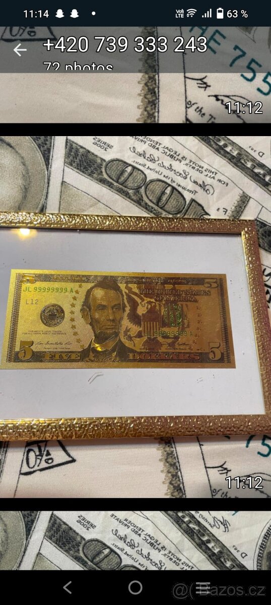 Zlatá bankovka 100 $ - 15