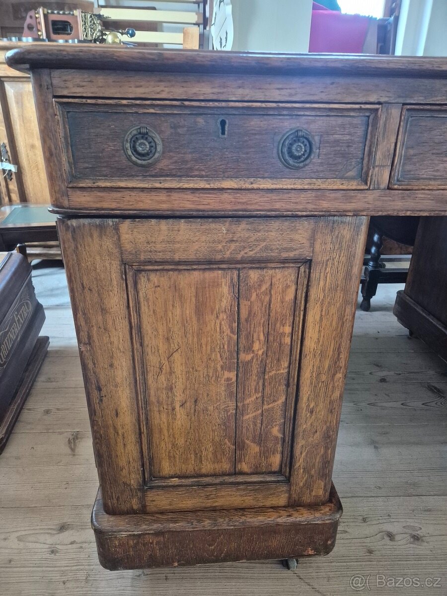 Anglický viktoriánský psací stůl - Oboustranný - 15