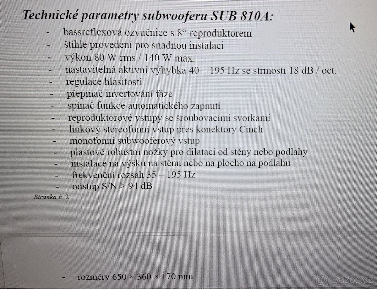 Dexon - reproduktory, subwoofer, ústředna - 15