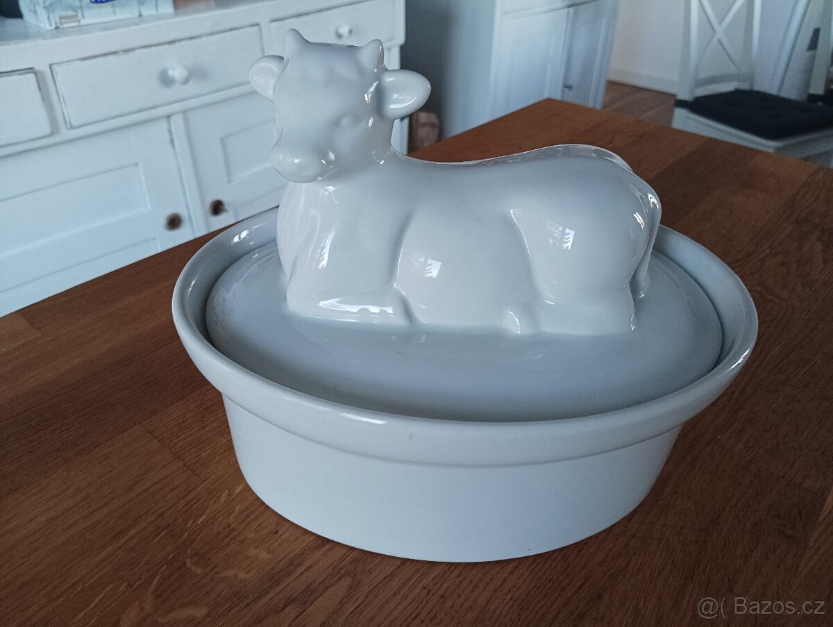 PORCELÁNOVÁ ZAPÉKACÍ TERINA KRAVIČKA FRANCIE - 15