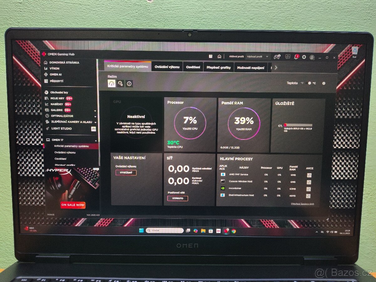 Nepoužitý 17"Omen,R7-8gen,RTX-4060,PCIe 4.0,Záruka. - 15