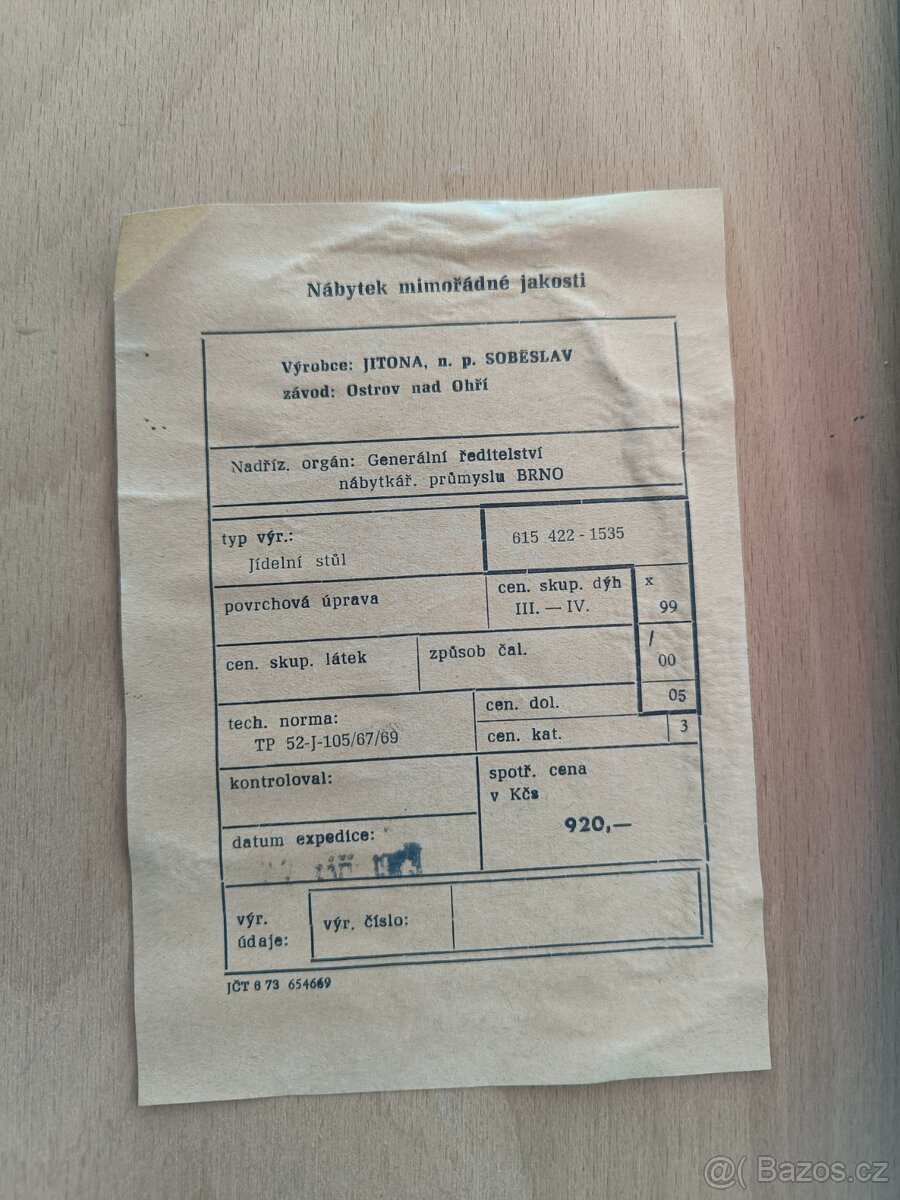 Retro jídelní rozkládací stůl Jitona - 70. léta - 15