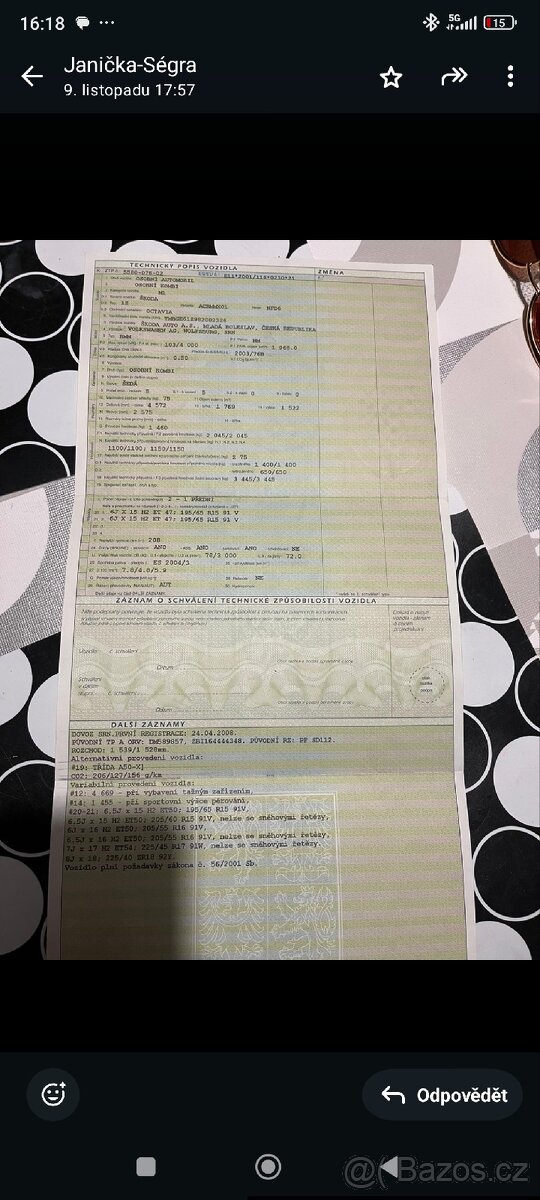 Škoda Octavia II Combi 2.0 103 kW 2008 + DSG převodovka - 15