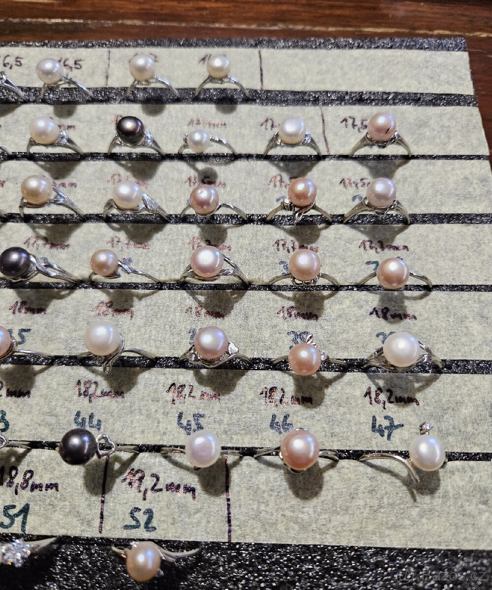 Stříbrné prsteny s perlou - 15