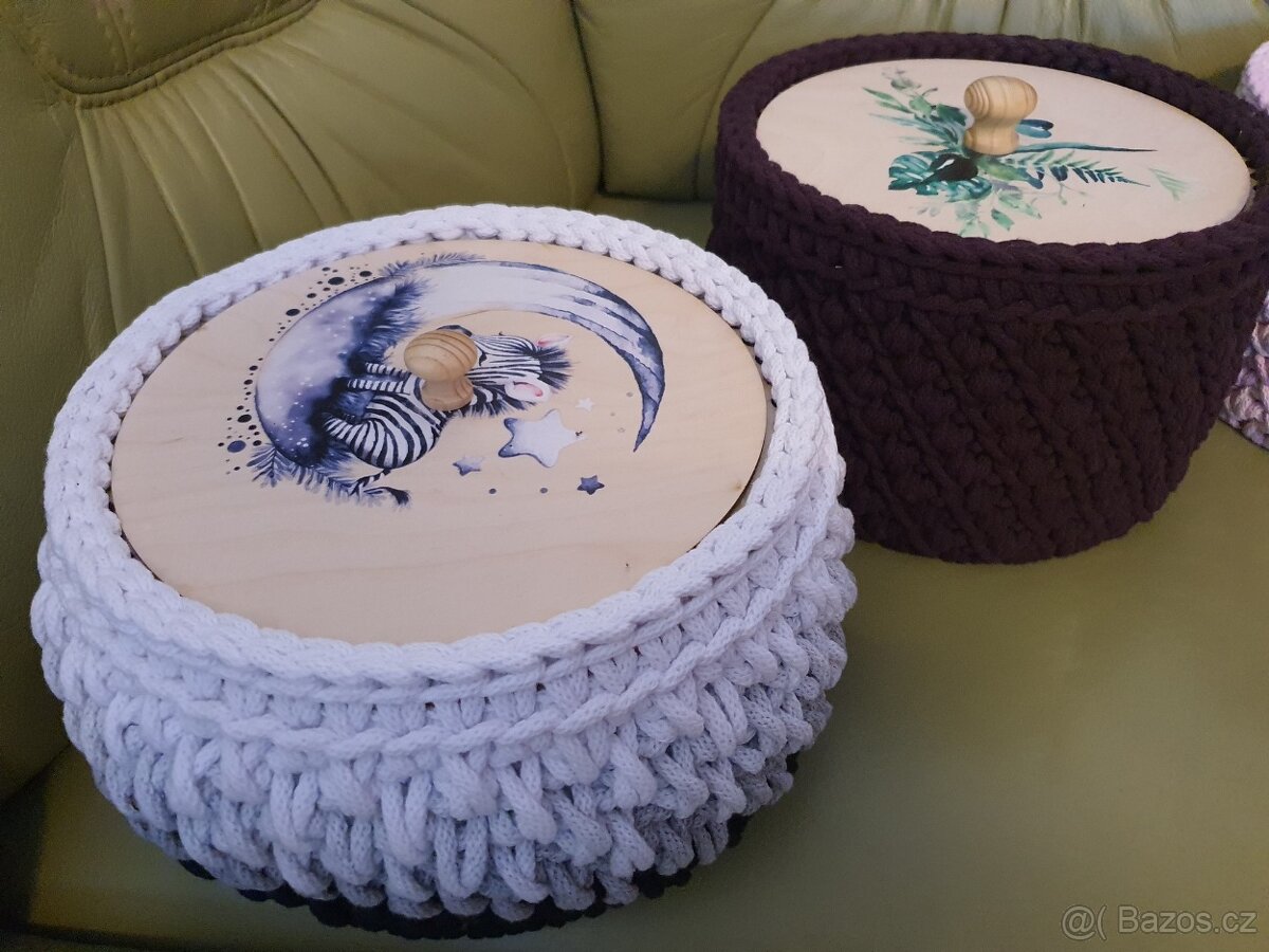 sbírka - sada háčkovaných úložných košů - 15